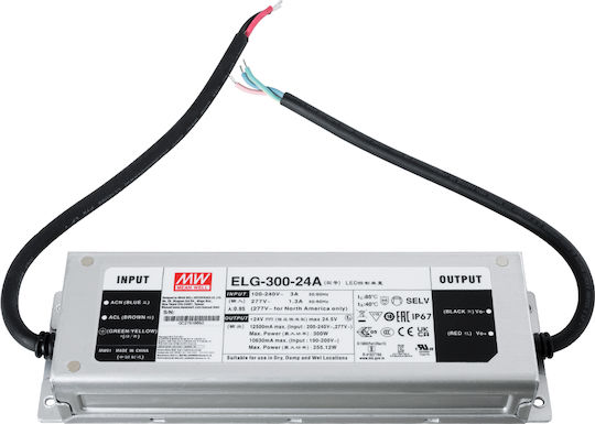 GloboStar Adjustable LED Power Supply Waterproof IP67 Power 300W with Output Voltage 24V 9pcs