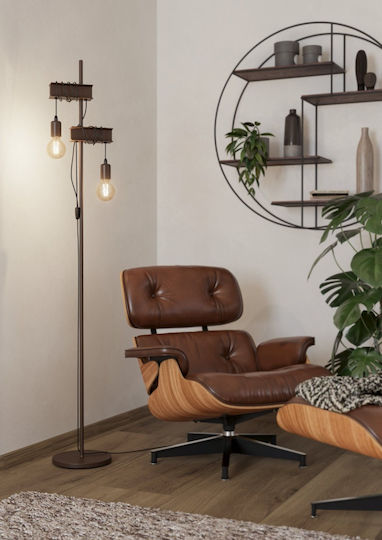 Eglo Townshend Vintage Floor Lamp H169xW26cm. with Socket for Bulb E27 Brown