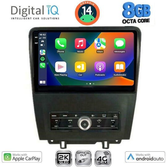 Digital IQ Car Audio System for Ford Mustang 2010-2015 (Bluetooth/USB/WiFi/GPS/Apple-Carplay/Android-Auto) with Touch Screen 9"