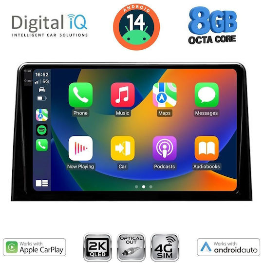 Digital IQ Car Audio System for Peugeot Partner Opel Combo Fiat Doblo Toyota Proace Citroen Berlingo 2019 (Bluetooth/USB/WiFi/GPS/Apple-Carplay/Android-Auto) with Touch Screen 10"