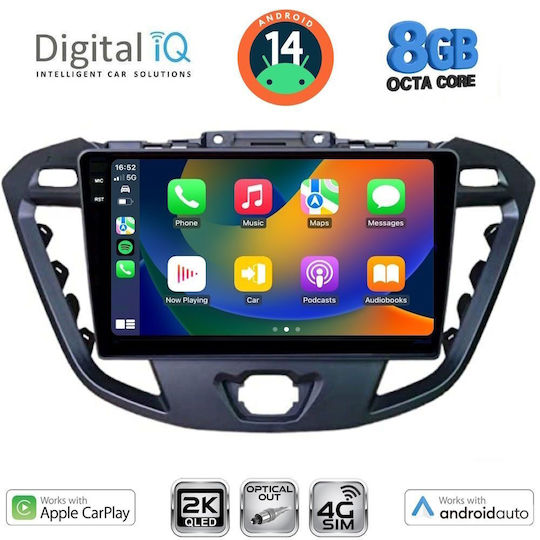 Digital IQ Car Audio System for Ford Transit Custom / Tourneo Custom 2013-2019 (Bluetooth/USB/WiFi/GPS/Apple-Carplay/Android-Auto) with Touch Screen 9"
