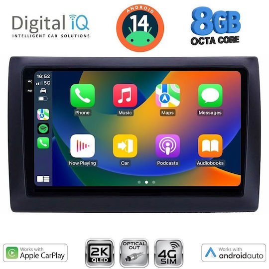 Digital IQ Car Audio System for Fiat Stilo 2001-2007 (Bluetooth/USB/WiFi/GPS/Apple-Carplay/Android-Auto) with Touch Screen 9"