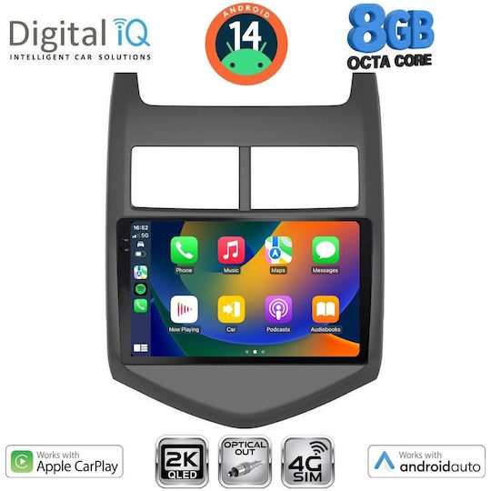 Digital IQ Car Audio System for Chevrolet Aveo 2011-2014 (Bluetooth/USB/WiFi/GPS/Apple-Carplay/Android-Auto) with Touch Screen 9"