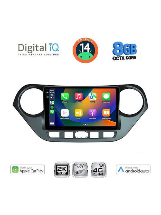 Digital IQ Auto-Audiosystem für Hyundai i10 2014-2020 (Bluetooth/USB/WiFi/GPS/Apple-Carplay/Android-Auto) mit Touchscreen 9"