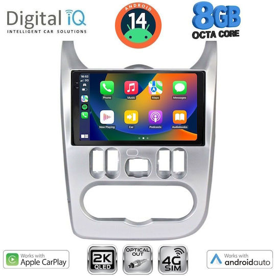 Digital IQ Ηχοσύστημα Αυτοκινήτου για Renault Logan Dacia Duster / Logan / Sandero 2006-2012 (Bluetooth/USB/WiFi/GPS/Apple-Carplay/Android-Auto) με Οθόνη Αφής 9"