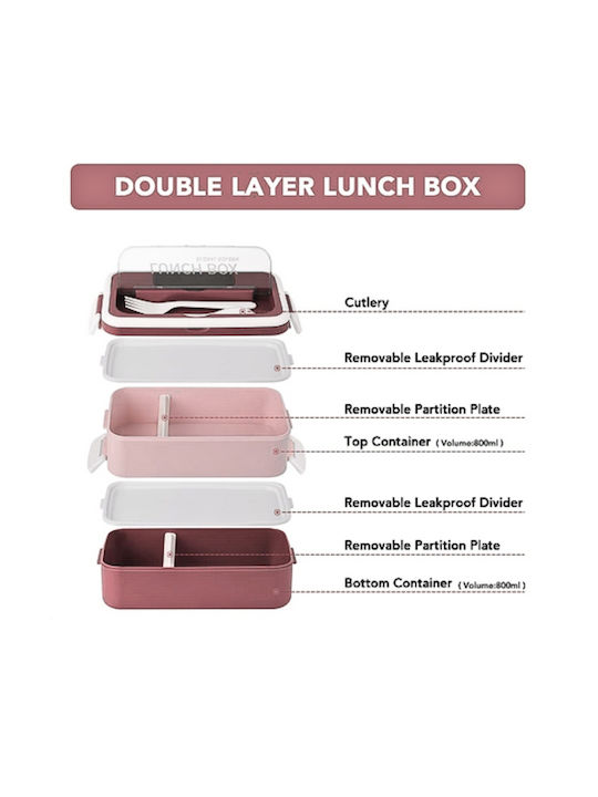 Uncle George Microwave Plastic Lunch Box Pink 1600ml