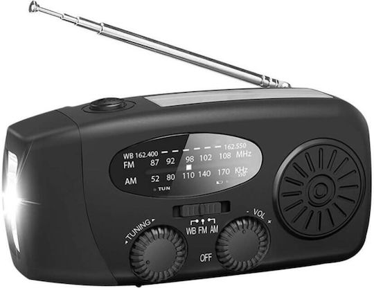 Kronos Crank Radio Φορητό Ραδιόφωνο Ηλιακό Μαύρο