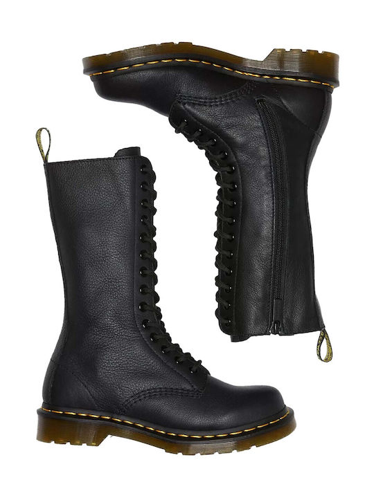 1b99 Virginia Leder Damenstiefel Schwarz
