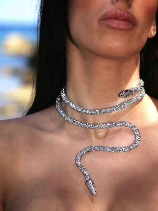 Halskette Halsband mit Design Schlange aus Silber