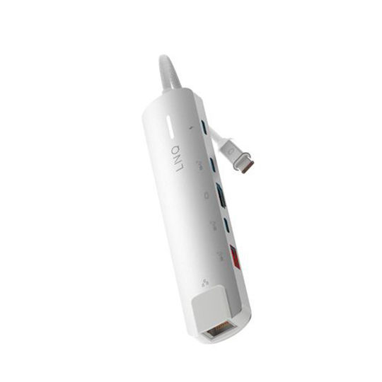 LinQ 6in1 Pro USB-C Докинг станция с HDMI 4K PD Етърнет Бял