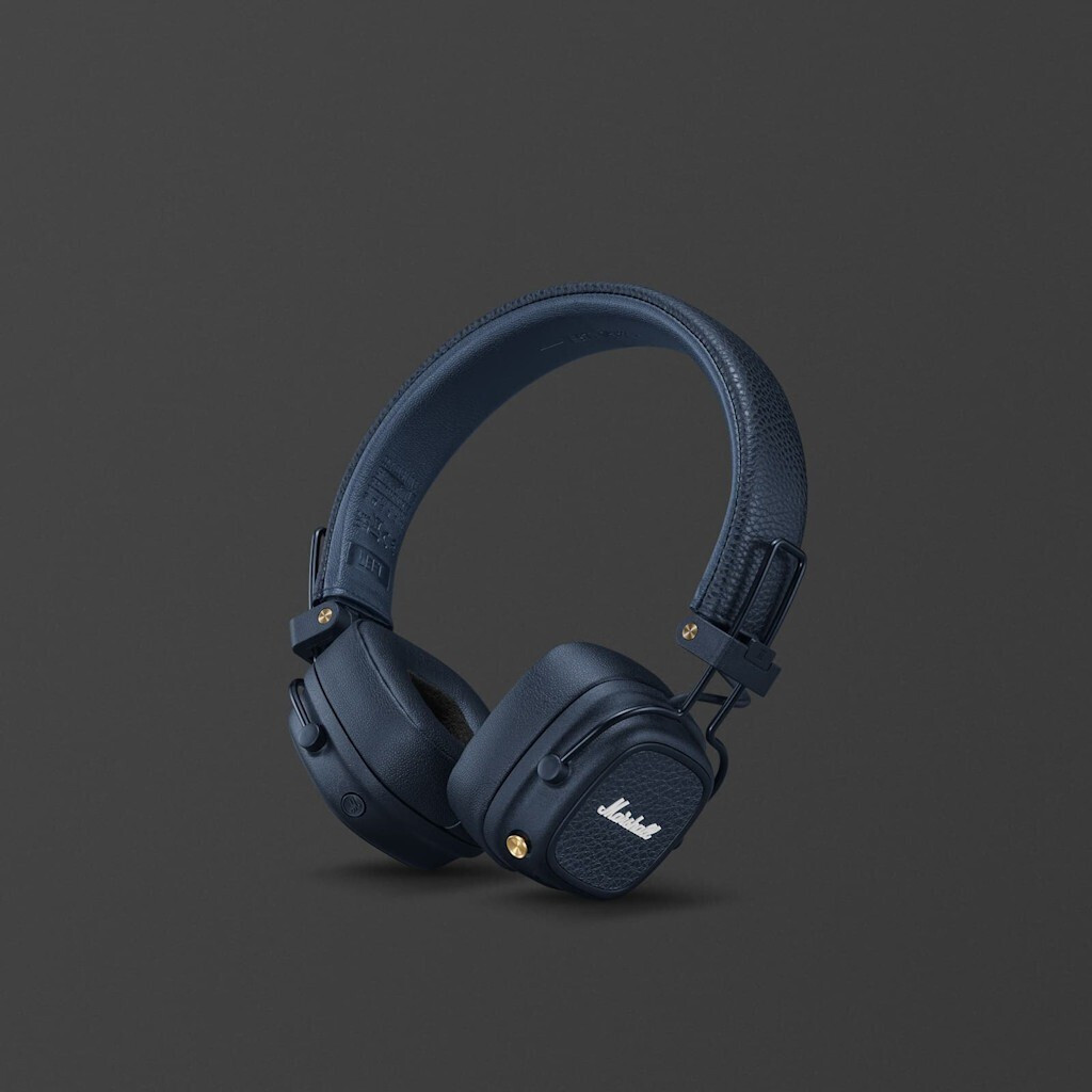 Marshall Major V Ασύρματα / Ενσύρματα On Ear Ακουστικά με 100 ώρες Λειτουργίας και Quick Charge Midnight Blue (MARSMVLEBLUE)