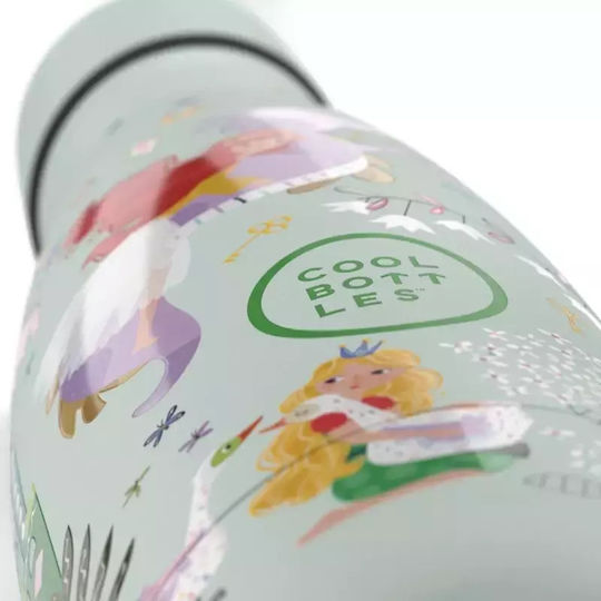 Cool Bottles Kids Water Bottle from Silicone Thermos with Straw Green 350ml
