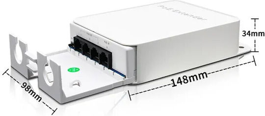 E-zy.net At13fv-a 4-port 3+1 10/100μ Αδιάβροχο Poe Extender Switch 802.3af 48v 44-57v 30w