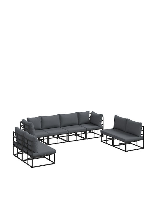vidaXL Garden & Outdoor Furniture Sets Living Room Set Pieces Black with Pillows 8 Pieces