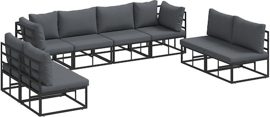 Living Room Set 8 Pieces Black with Pillows Living Room Set 8 Pieces Black with Pillows