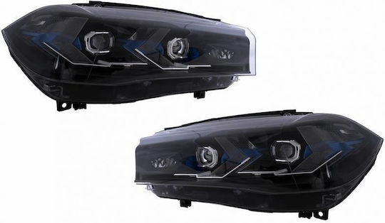 Front Lights Set Bmw X5 F15 2013-2018 X6 F16 2014-2019 Conversion To G05 G06 Look Black