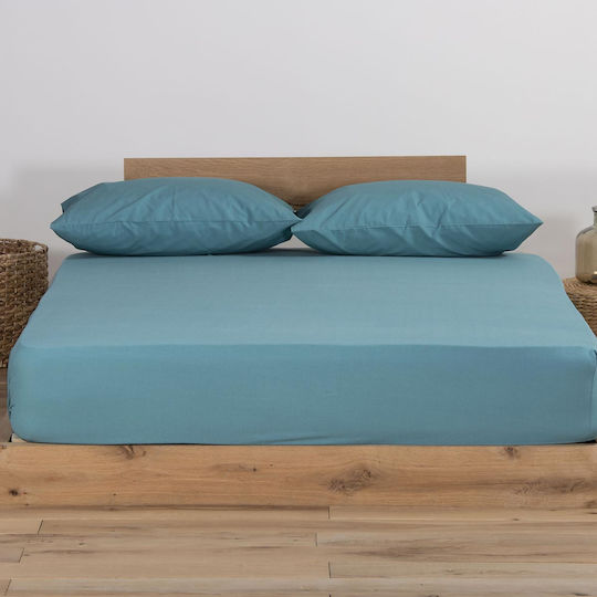 Nef-Nef Homeware Sheet Super-Double with Elastic 160x200+30cm. Jersey Green 109