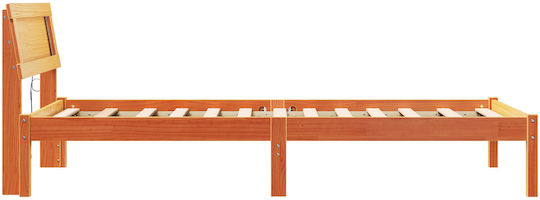 Einzelbett Aus Holz Keramidi Braun mit Lattenrost für Matratze 100x200cm