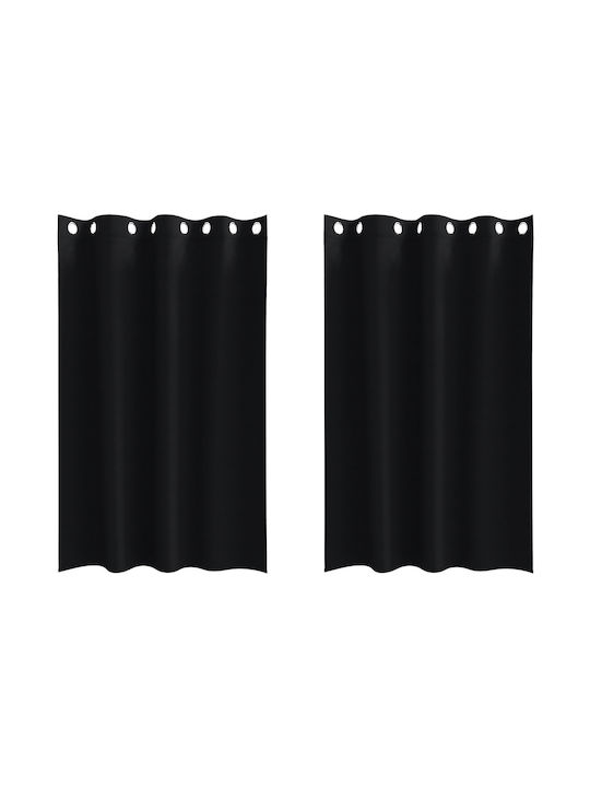 vidaXL Set Perdele Fereastra Cu Capse Negre 140x175cm