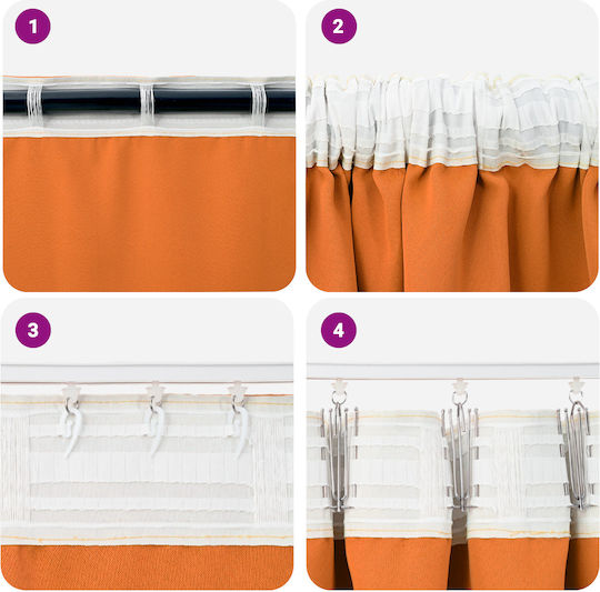 vidaXL Set Vorhänge mit Bleistiftfalten Orange 140x225cm