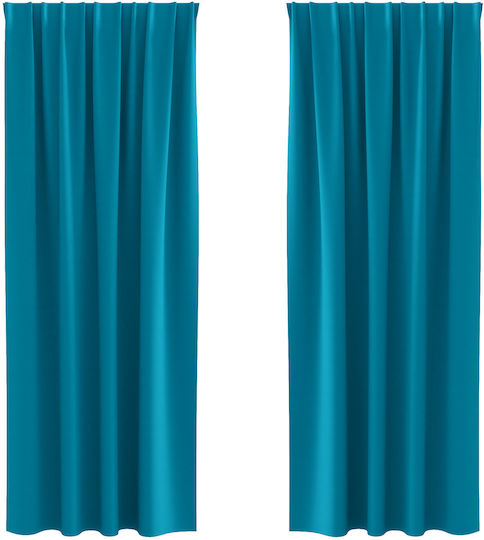 vidaXL Set Perdele Cu Coafură Turcoaz 140x260 cm