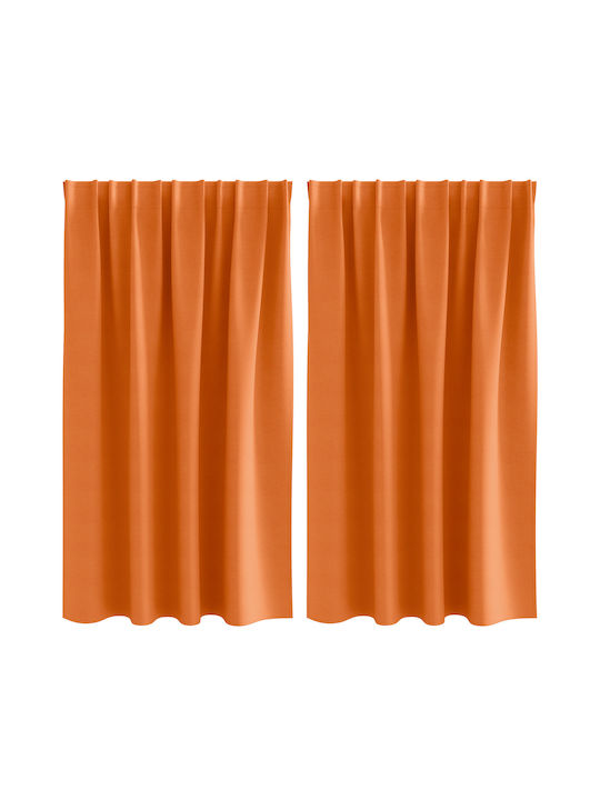 vidaXL Set Of Orange Window Curtains With Pencil Pleat 140x140cm