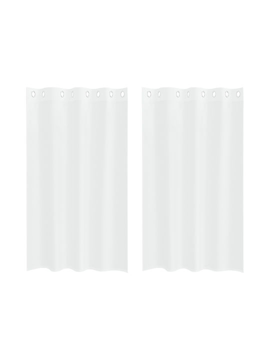 vidaXL Set Perdele Cu Capse Albe 140x175cm