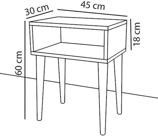 Bedside Table Hank Wooden Brown 45x30x60cm