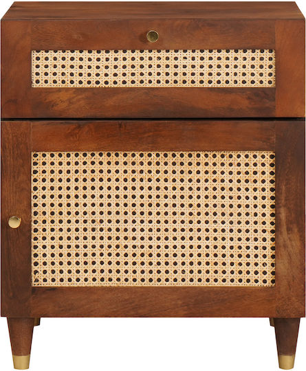 Bedside Table Made of Solid Wood and Mango Glass 50x33x60cm
