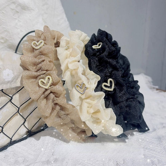 Στέκα Μαλλιών Strass Hearts Μαύρο
