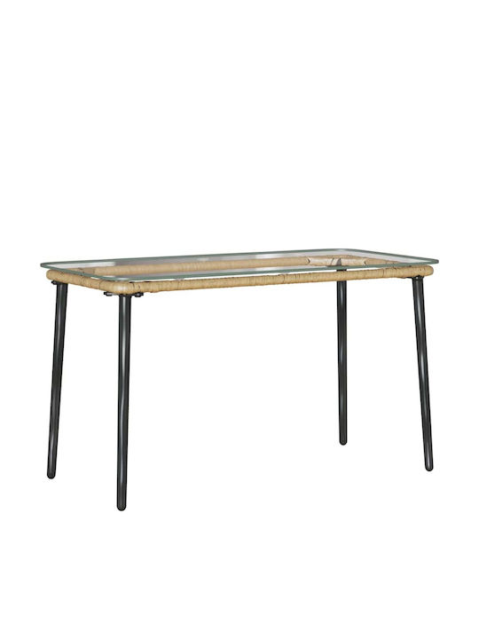 Sitting Room Outdoor Free Standing Rattan Table Natural 80x40x45cm