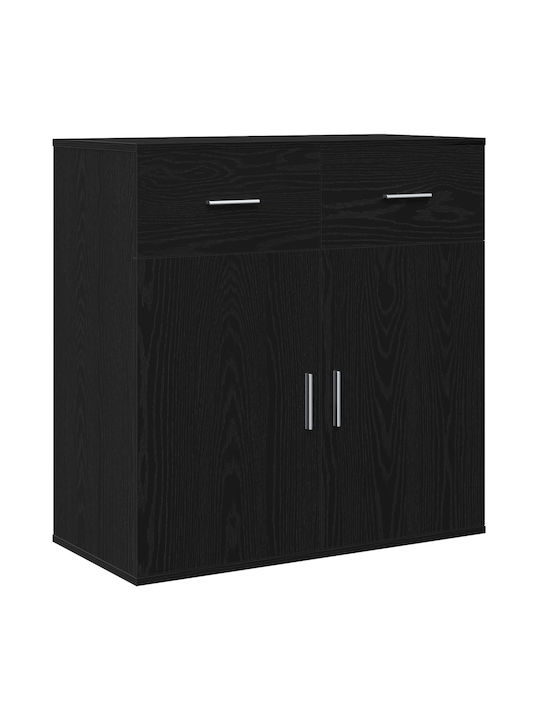 Sideboard Wooden with Drawers Black Oak 79x38x80cm