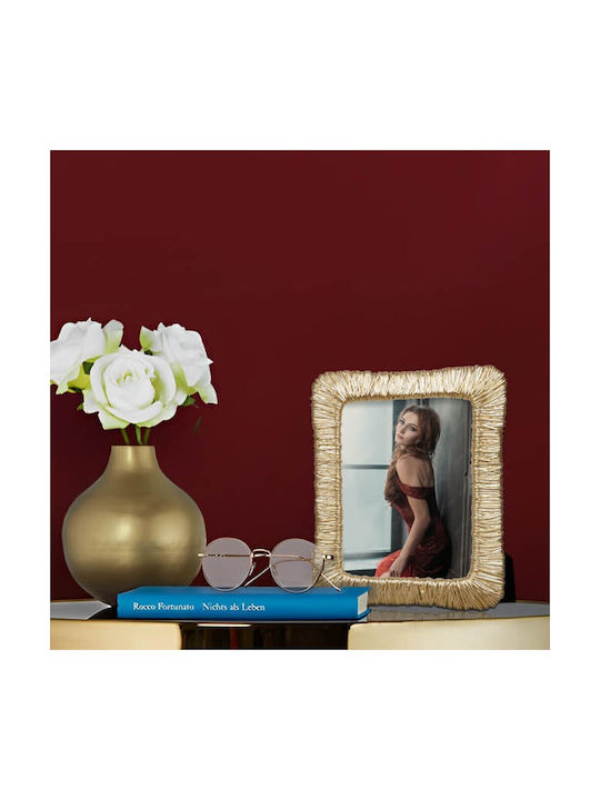 Vintage Plastic Photo Frame With Gold Frame