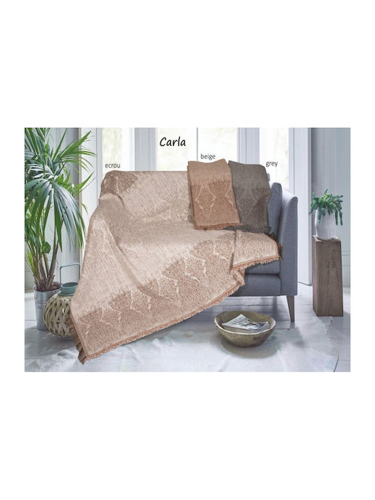 Flamingo Carla Überwürfe Set 3 Stück Chenille Graue