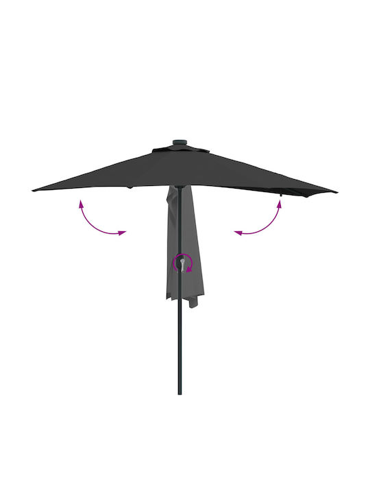 Umbrella Floor Aluminum Black with LED Lighting 2.23x2.23m