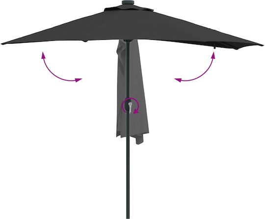 Hanging Aluminum Black Parasol 2.23x2.23xH2.23m