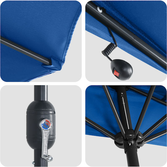 Hanging Aluminum Garden Parasol Blue 2.23x2.23xHeight 2.23m