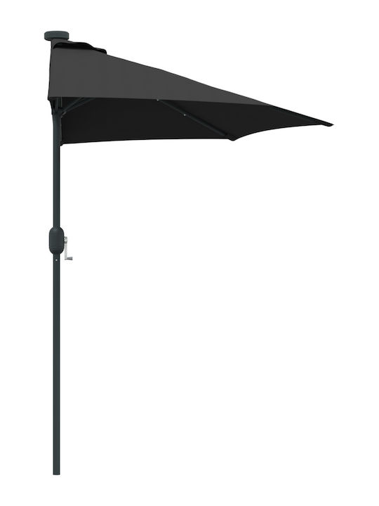 Umbrella Floor Aluminum Black with LED Lighting 2.23x2.23m