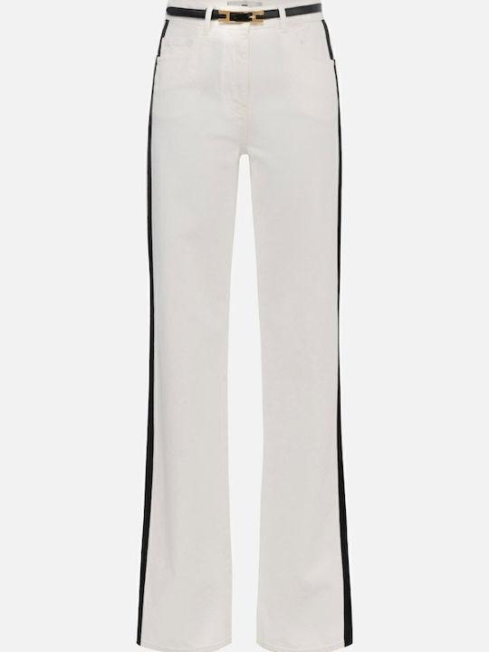 Women's Jean Trousers in Palazzo Fit White