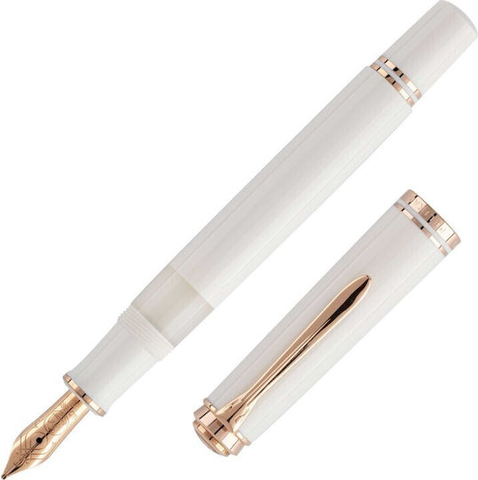 Pelikan Souverän M600 White Rose Gold Special Edition Fountain Pen 4012700827449 Broad 14k Nibs