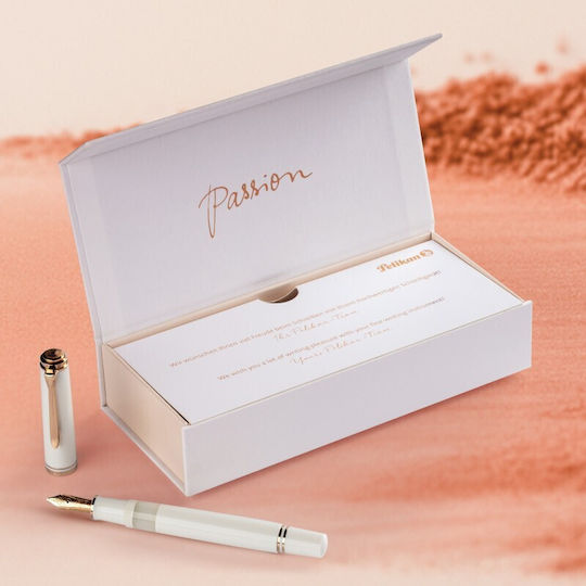 Pelikan Souverän M600 White Rose Gold Special Edition Fountain Pen 4012700827449 Broad 14k Nibs
