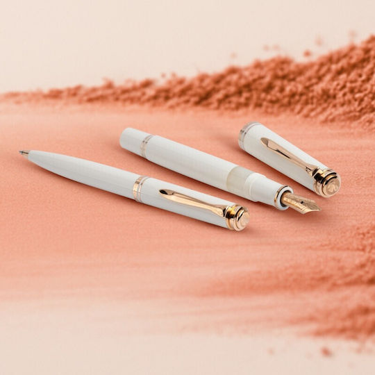 Pelikan Souverän M600 White Rose Gold Special Edition Fountain Pen 4012700827449 Broad 14k Nibs