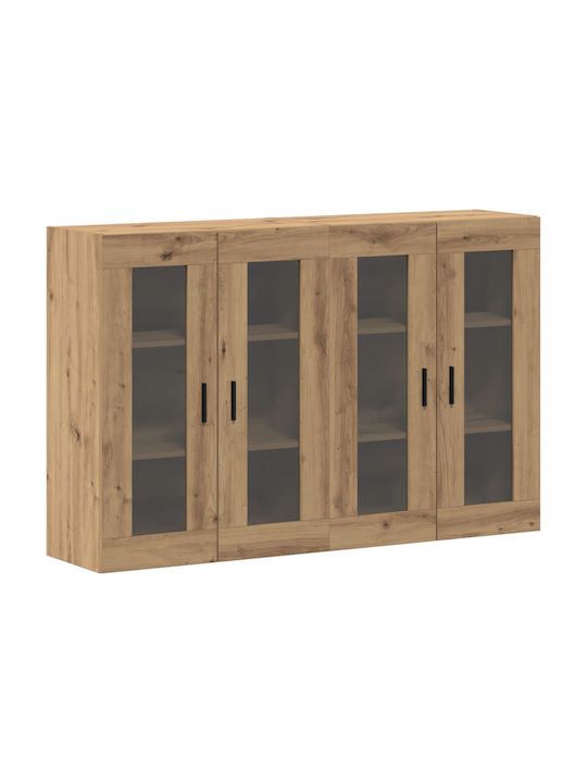 Wall Living Room Display Cabinet made of Particleboard with Glass Artisan Oak 69.5x34x90cm