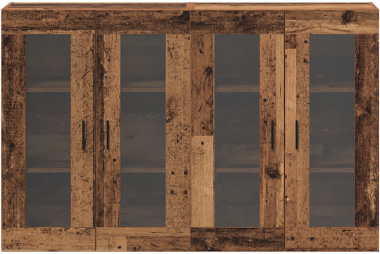 Wall Living Room Display Cabinet made of Solid Wood with Glass Old Wood 69.5x34x90cm