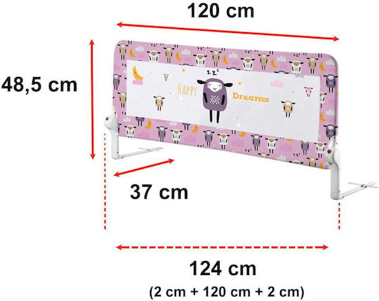 Guimo Pliabil Bară de protecție pentru pat în Culoare Roz 120x48cm 1buc