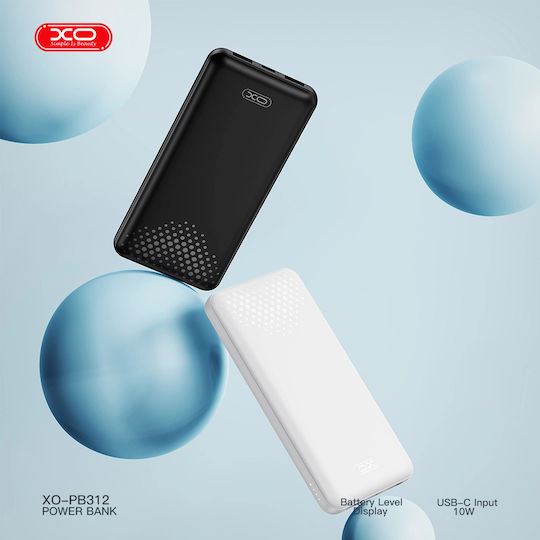 XO PB312 Power Bank 10000mAh με 2 Θύρες USB-A και Θύρα USB-C Μαύρο