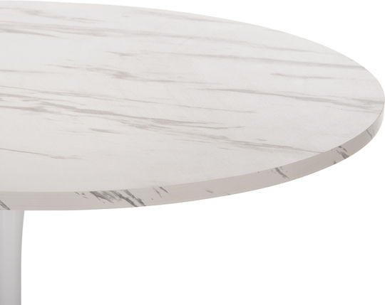 Rollo Round Table Dining Room Wooden with Metal Frame White 60x60x74cm
