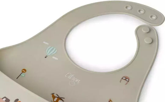 Citron Waterproof Bib Silicone with Button & Pocket Citron
