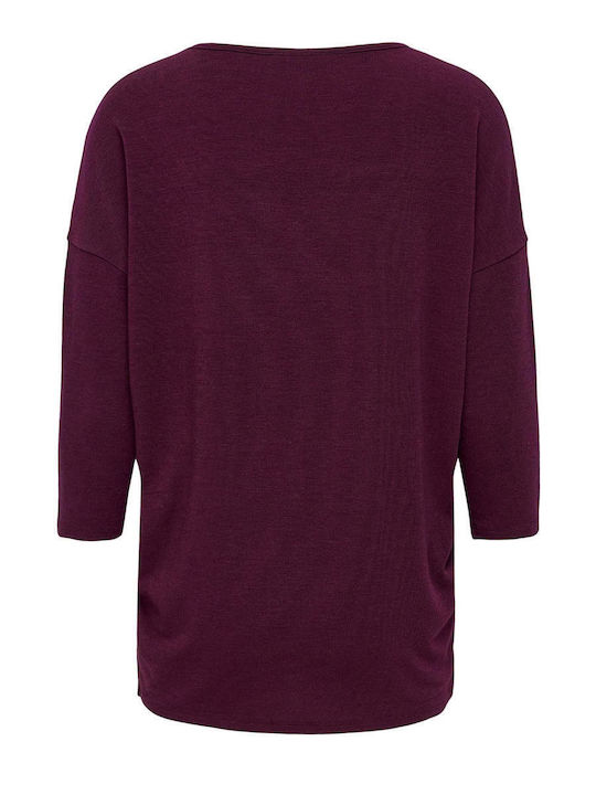 Damen Bluse mit 3/4 Ärmel Burgundisch