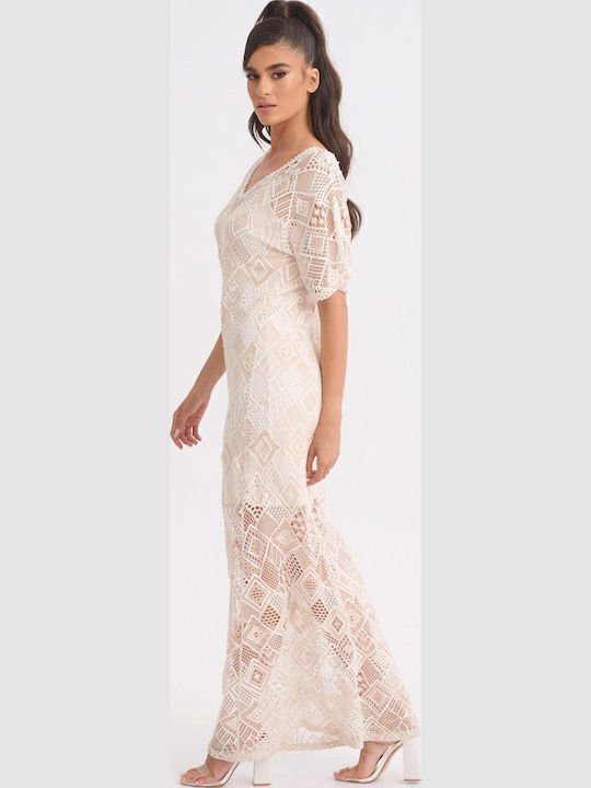 Sommer Maxi Damenkleid Für Hochzeit - Taufe Mit Spitze Weiß